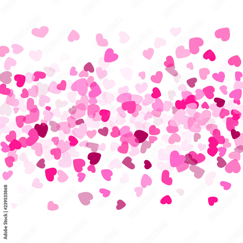 Hearts confetti flying vector background 