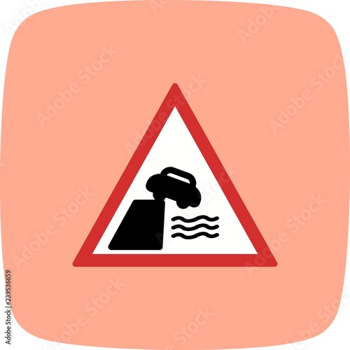 Vector Road leads on to quay or river bank Icon