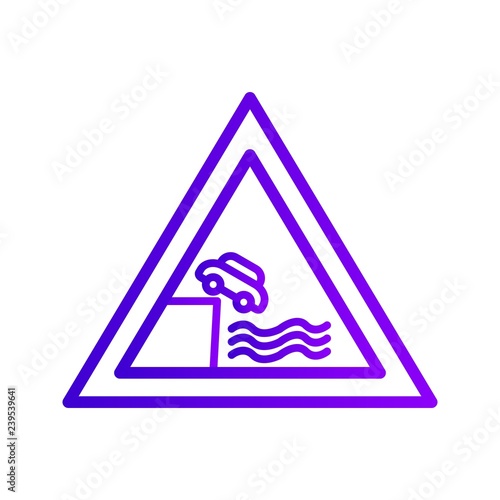 Vector Road leads on to quay or river bank Icon