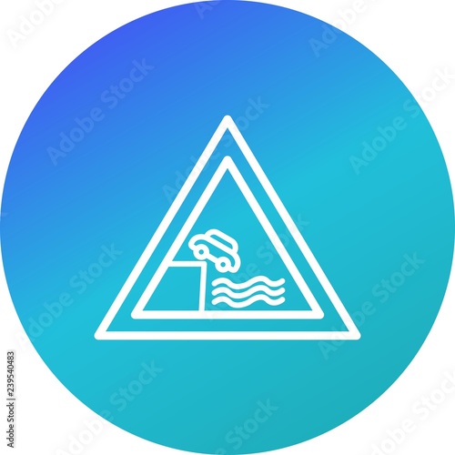 Vector Road leads on to quay or river bank Icon