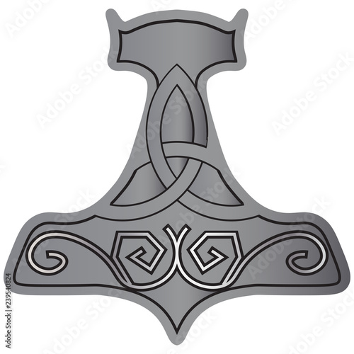 Norse Viking vector illustration: Mjolnir the hammer of Thor isolated.