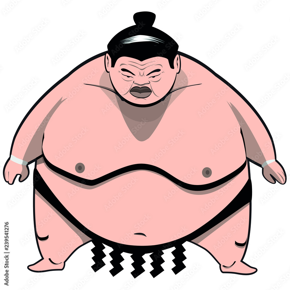 Hand drawn asian sumo wrestler. Very fat and evil looking cartoon vector  character Stock Vector | Adobe Stock
