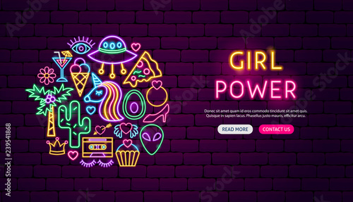 Girl Power Neon Banner Design