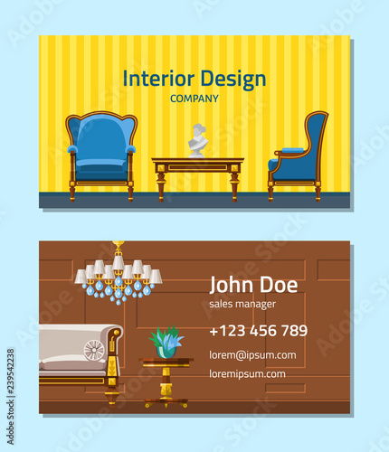 Furniture vector furnishings design of living-room backdrop furnished interior in apartment set of sofa table arm-chair to furnish room illustration background
