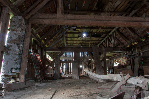 inside of an old barn