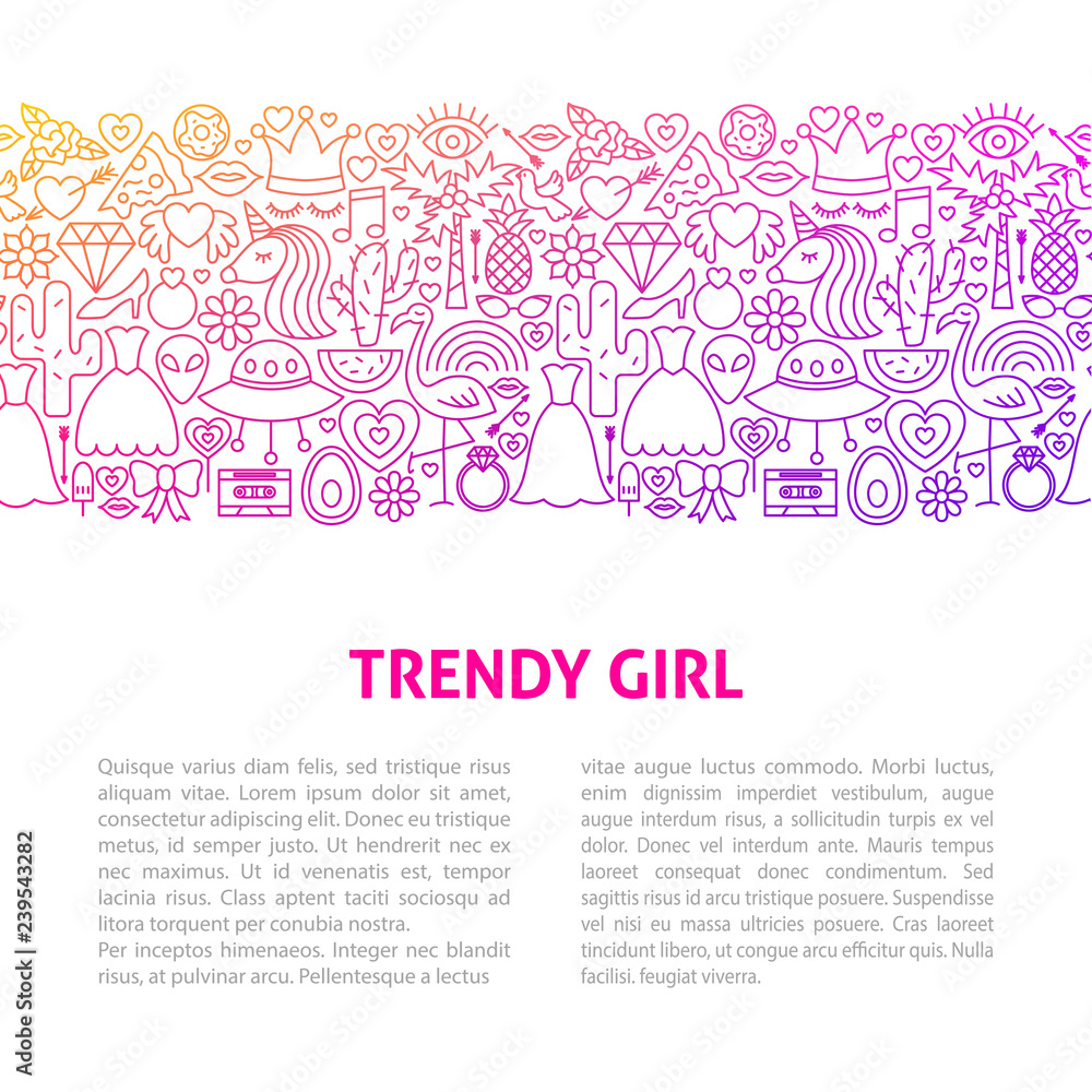 Trendy Girl Line Design Template