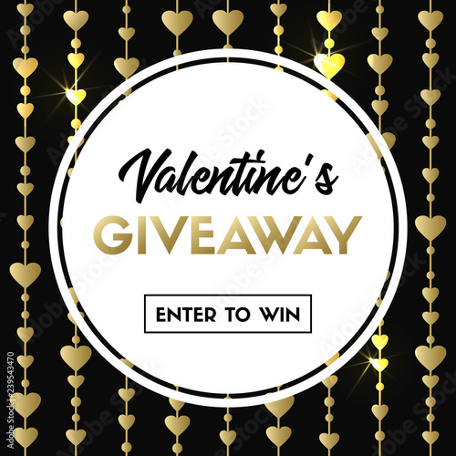 Valentine's giveaway. Vector banner template for social media contest