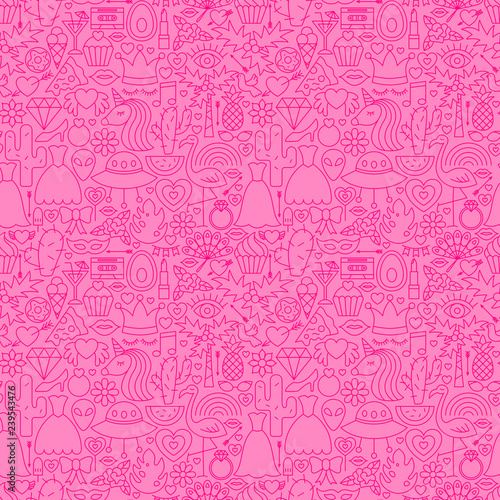 Trendy Girl Line Seamless Pattern