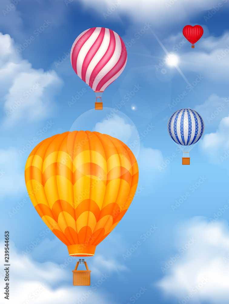 Naklejka premium Air Baloons In The Sky Background