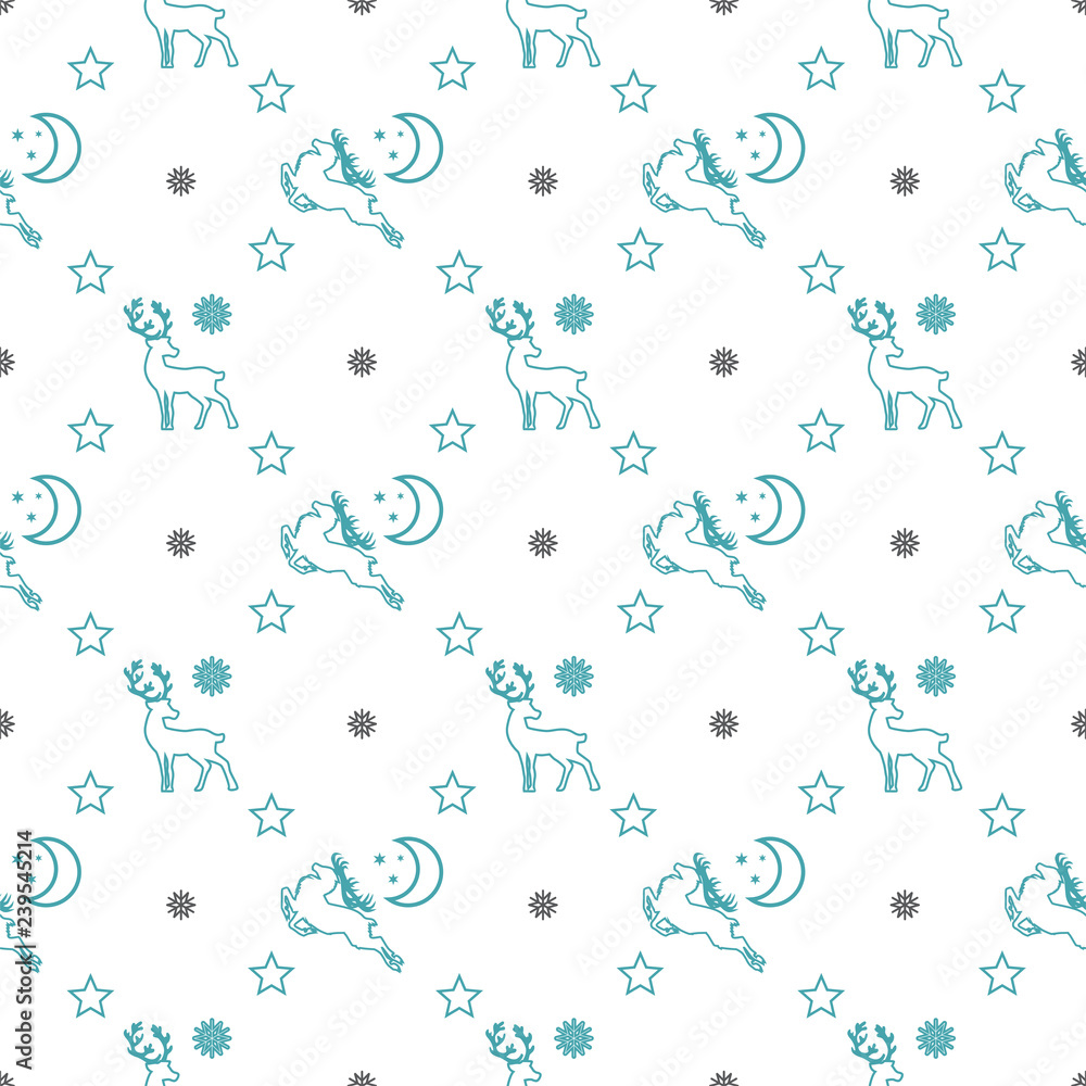 Vector set deer moon and stars. Vector illustration seamless pattern. Flat design Vector set deer moon and stars. Vector illustration seamless pattern. Flat design