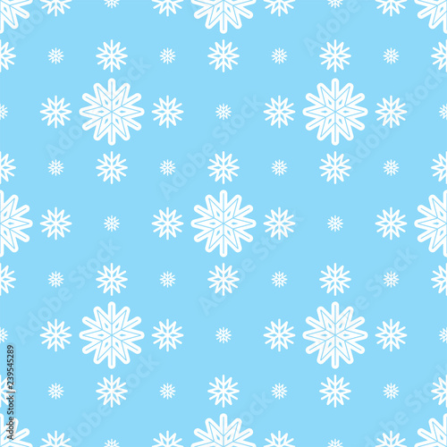 A set of vector snowflakes on a blue background. Vector illustration seamless pattern. Flat design
