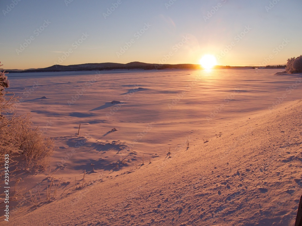 Arjeplog, a village in the North of Sweden in winter