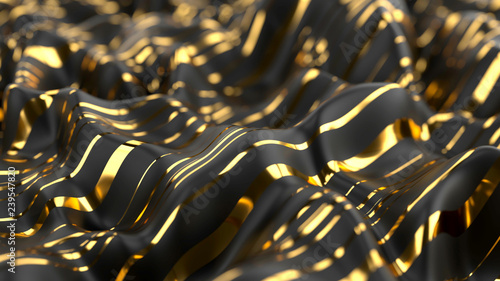 Abstract wave black and gold striped background