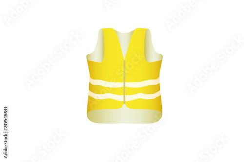 The yellow vest with glistening stripes. Vector illustration.