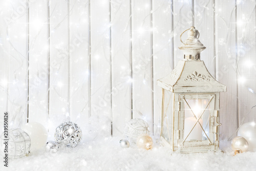 White lantern with Christma...
