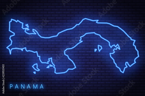 Map of Panama, neon light. Vector illustration of the EPS 10.
