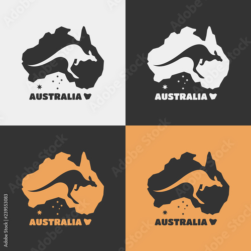 Vector australia and kangaroo icon.
