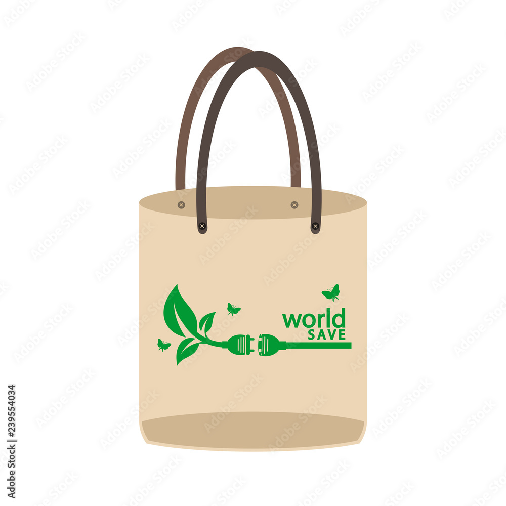 Ecology concept,eco-friendly fabric bag ideas.Vector illustration Ecology concept,eco-friendly fabric bag ideas.Vector illustration