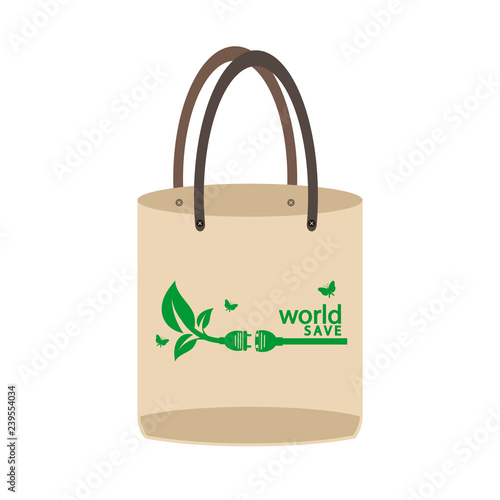 Ecology concept,eco-friendly fabric bag ideas.Vector illustration