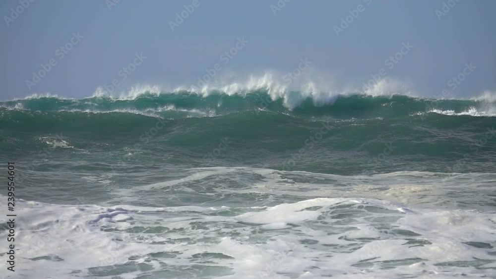 Sea beautiful ocean wave drops water blue sky, view from the beach Sea beautiful ocean wave drops water blue sky, view from the beach