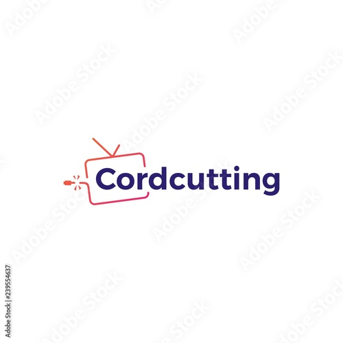 cordcutting logo tv cable vector icon illustration
