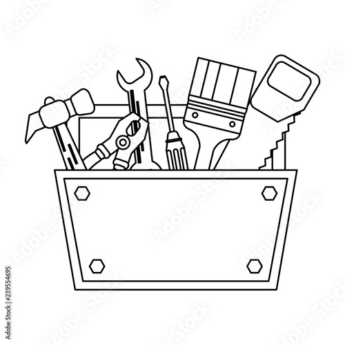 Construction tools and elements black and white