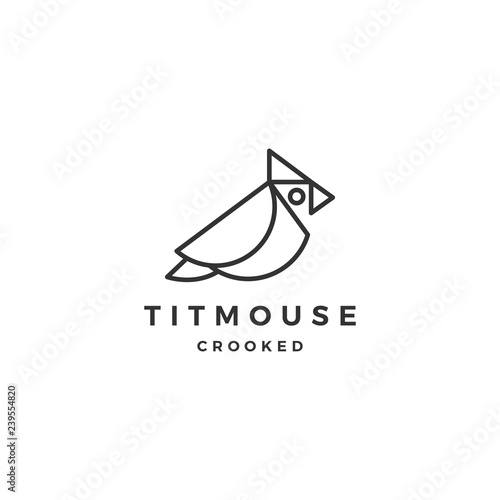 crooked titmouse bird logo vector icon illustration