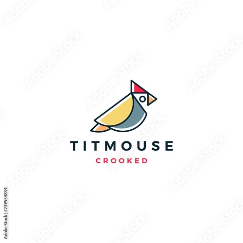 crooked titmouse bird logo vector icon illustration
