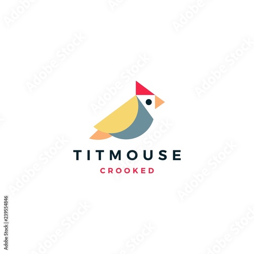 crooked titmouse bird logo vector icon illustration