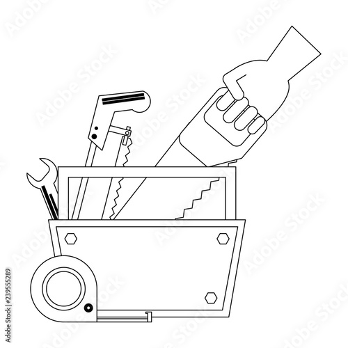 Construction tools and elements black and white