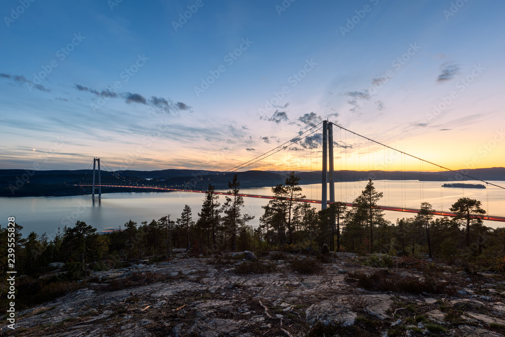 High Coast Bridge, a suspension bridge crossing tbetween the municipalities of Härnösand and Kramfors.