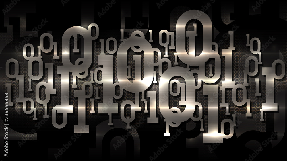 Metal shiny matrix binary code, dark cellular background with digital binary code, artificial intelligence, cloud service, big data Metal shiny matrix binary code, dark cellular background with digital binary code, artificial intelligence, cloud service, big data
