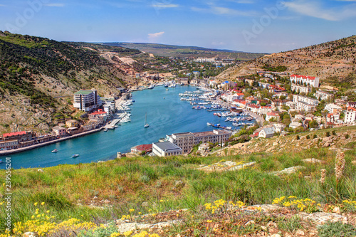 Aerial  view of the city of Balaclava from the Genoese fortress Chembalo. Crimea photo