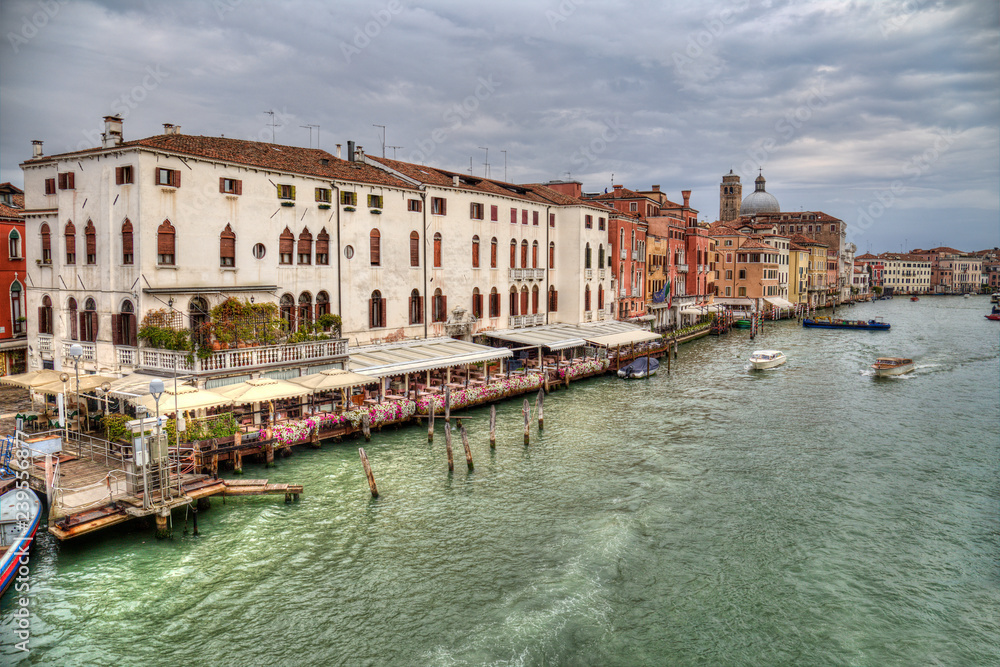 Restaurants on the Canal Grande in Venice, Italy