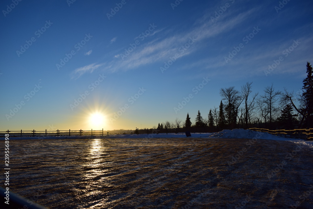 Obraz premium Sunset Over Parking Lot