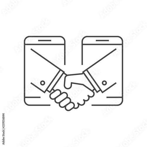 Business handshake via phones