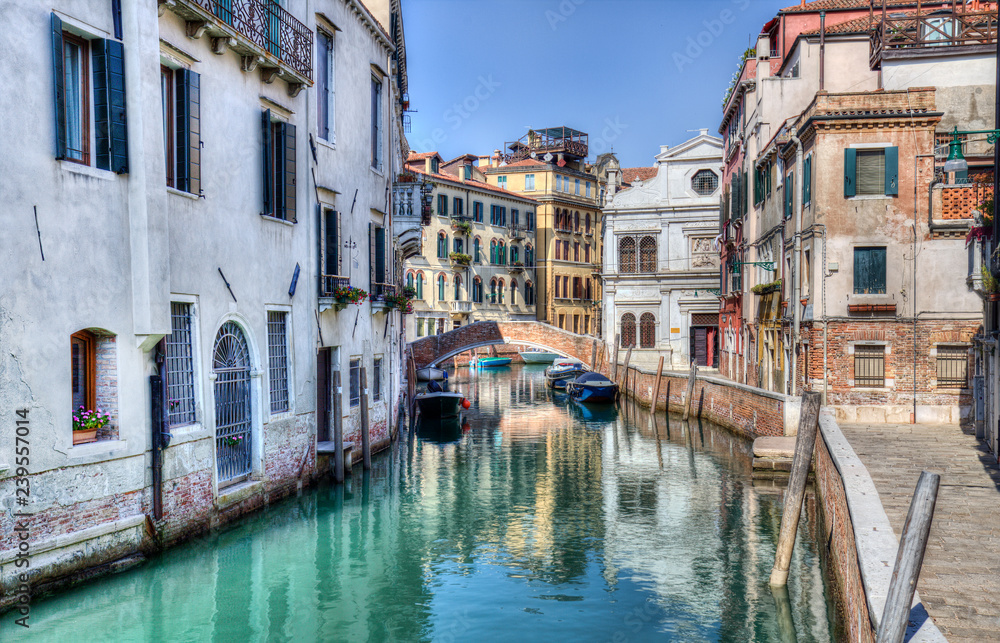Canal and historical buildings in Venice, Italy