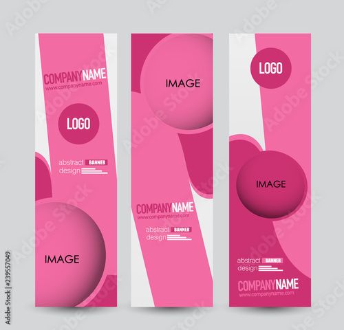 Banner template. Web design vectical block. Abstract background for ad, business, education, advertisement. Pink color. Vector illustration.