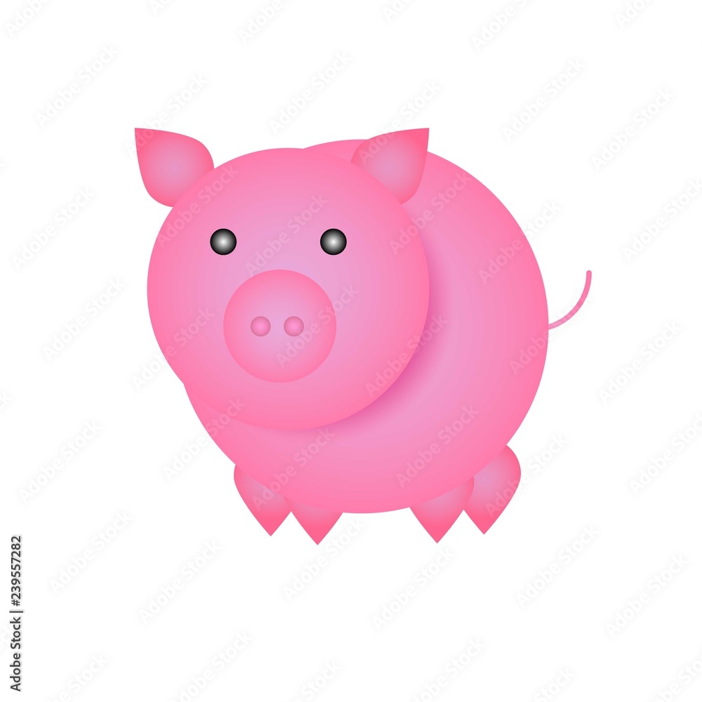 Simple funny cartoon pig - symbol of Chinese New Year 2019. Holiday sign for poster or greeting card, isolated on white background. Simple funny cartoon pig - symbol of Chinese New Year 2019. Holiday sign for poster or greeting card, isolated on white background.