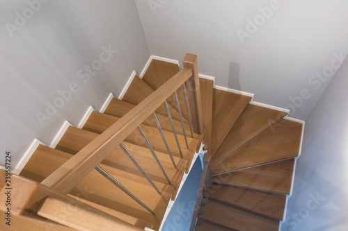 Staircase interior with new wooden steps