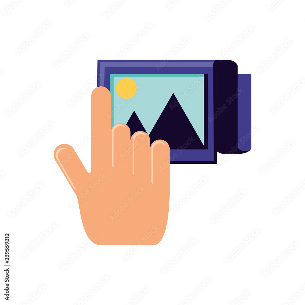 hand with picture file isolated icon hand with picture file isolated icon