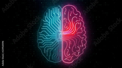 Abstract circuit brain semispheres animation photo