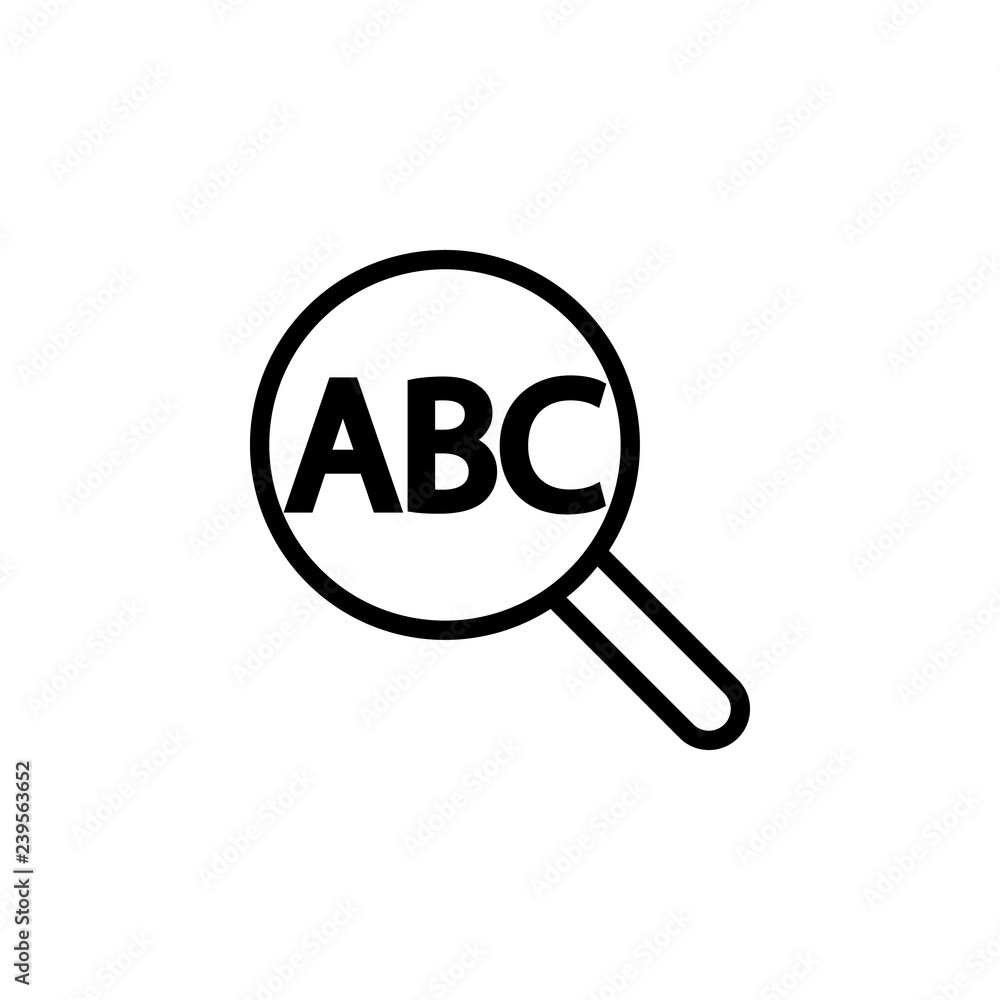 find text, abc, magnifier icon. Can be used for web, logo, mobile app, UI, UX find text, abc, magnifier icon. Can be used for web, logo, mobile app, UI, UX
