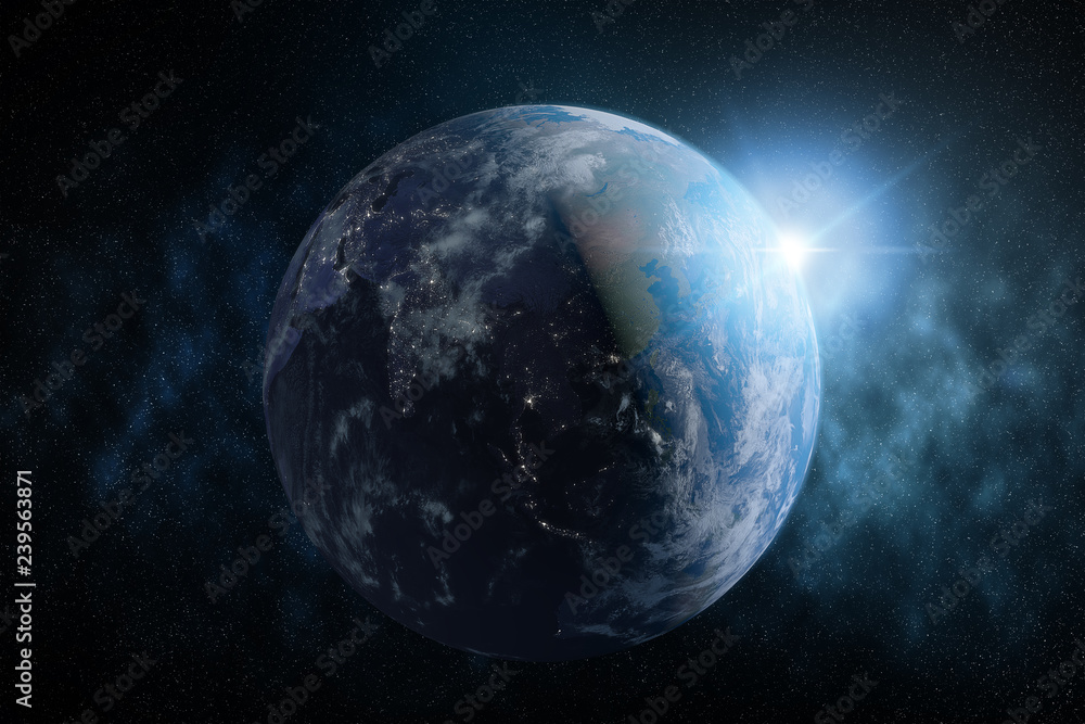Image of blue Planet Earth 3D rendering elements