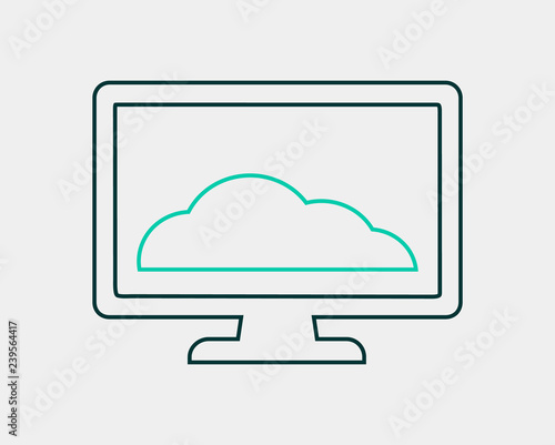 Cloud computing concept line icon on gray background.