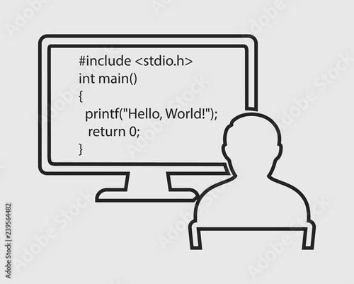 Computer Programmer line Icon on gray background.