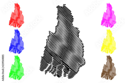 Ayeyarwady Region (Administrative divisions of Myanmar, Republic of the Union of Myanmar, Burma) map vector illustration, scribble sketch Irrawaddy Division map