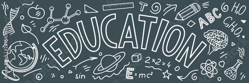 Education. Hand drawn sketches and lettering. 