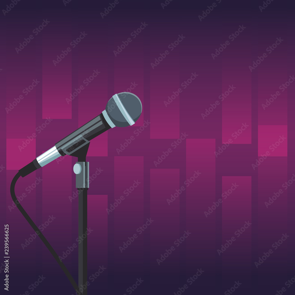 Obraz premium Stage microphone over purple background