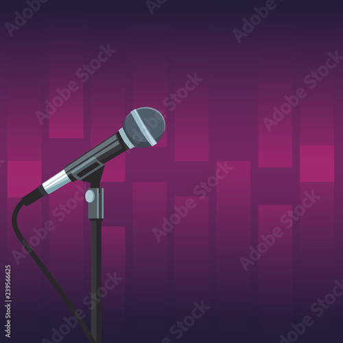 Stage microphone over purple background